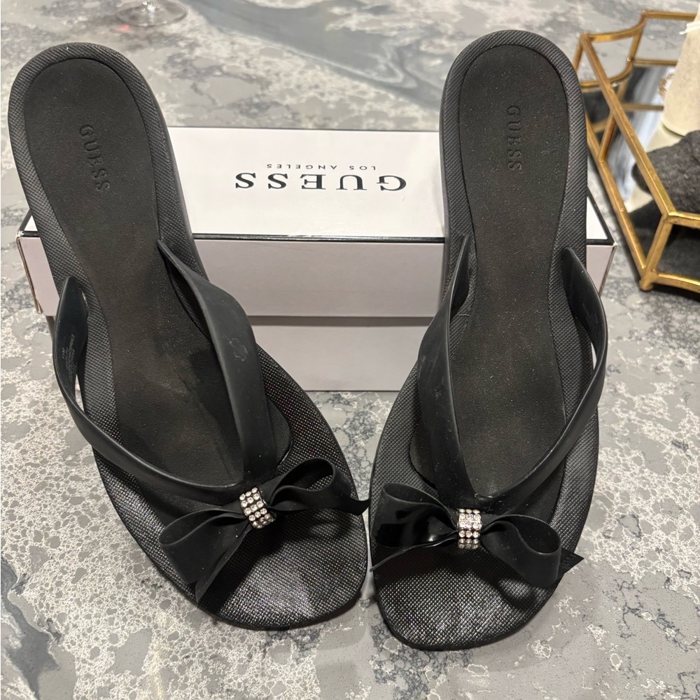 Guess Black Sandals with Rhinestone Detail